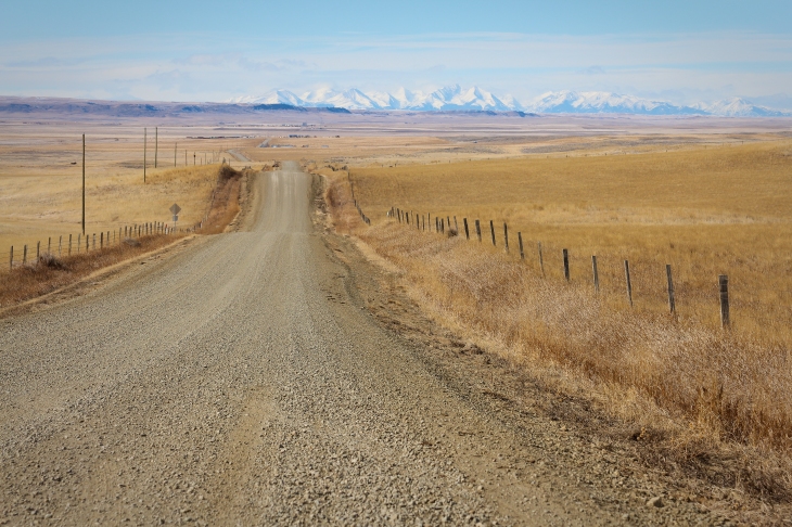 rural montana road, mountains, eastern montana